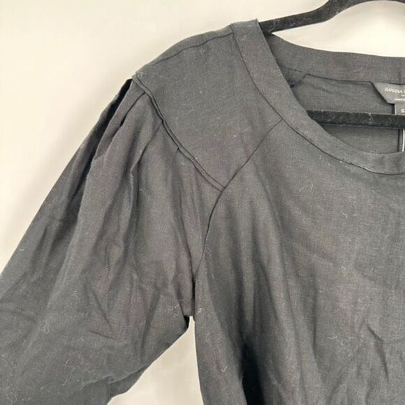 NWT Banana Republic Linen Tie Back Black Split Hem Blouse Small - Picture 7 of 15